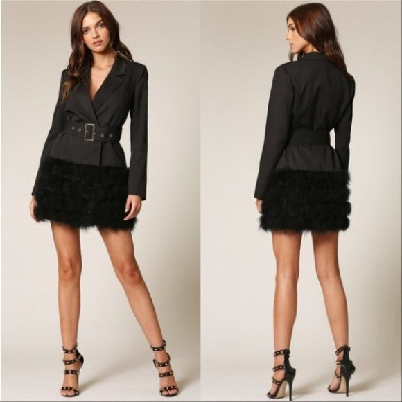 Feather Trimmed Blazer Dress - Picture 3 of 3